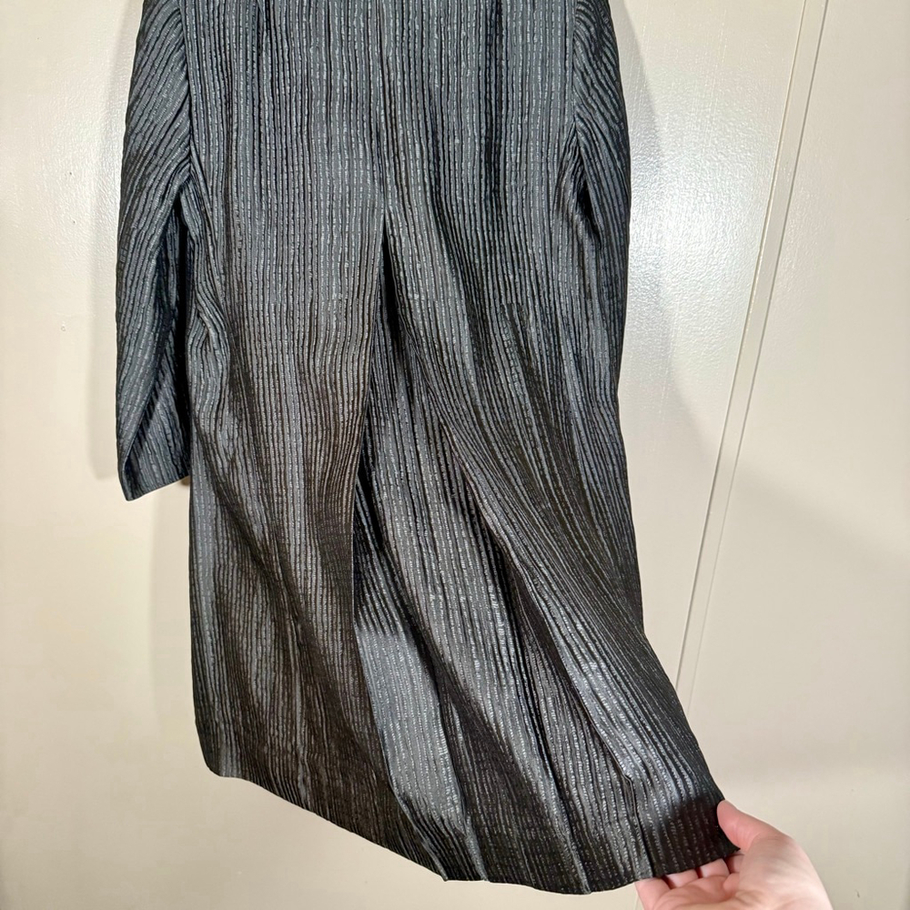 Eileen Fisher Bark Silk Groove Open Long Swing Coat Pockets $298 Small - Picture 6 of 7